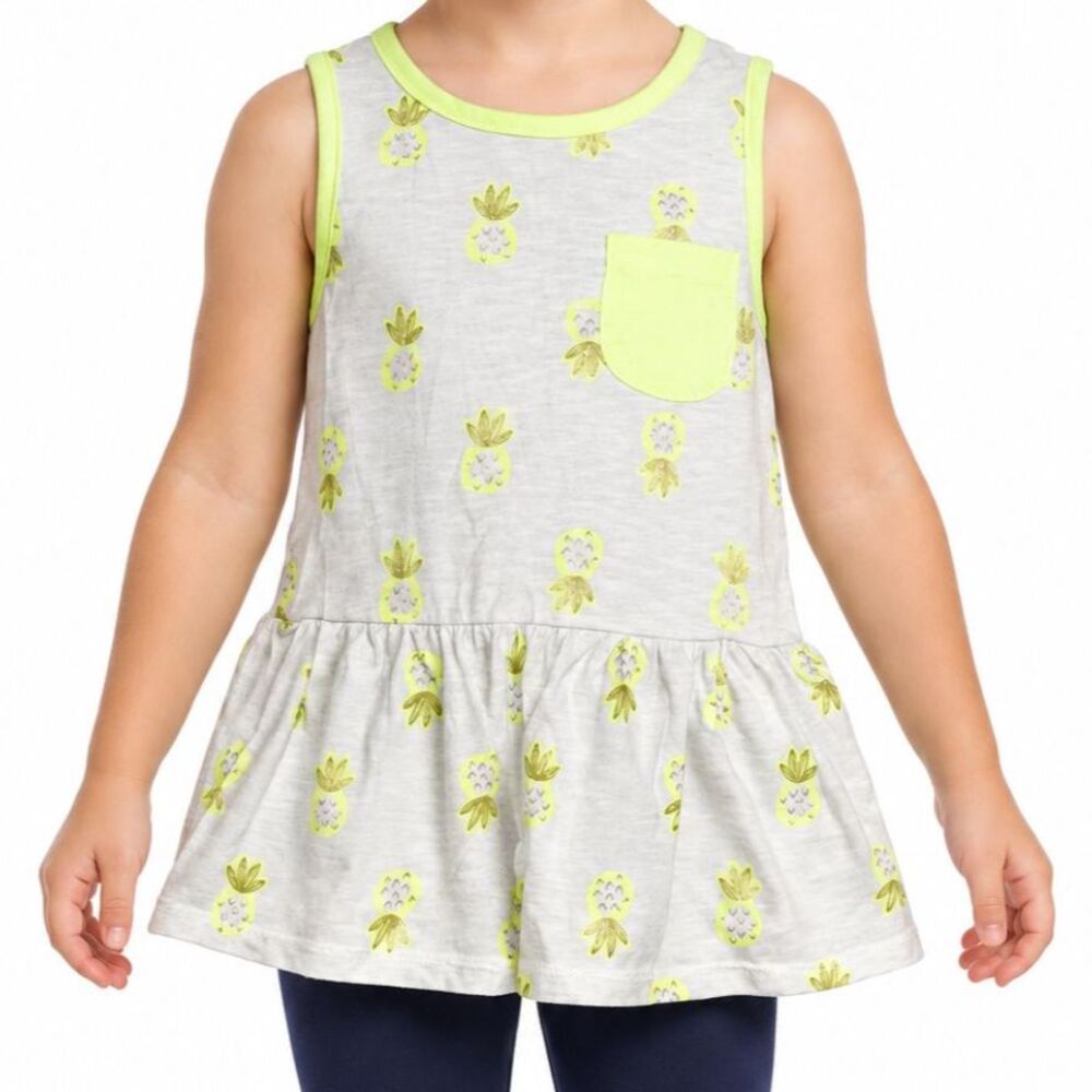 🔥 5 for $30 🔥 Cat & Jack Pineapple Print Peplum Tank Top in White | Size 4T